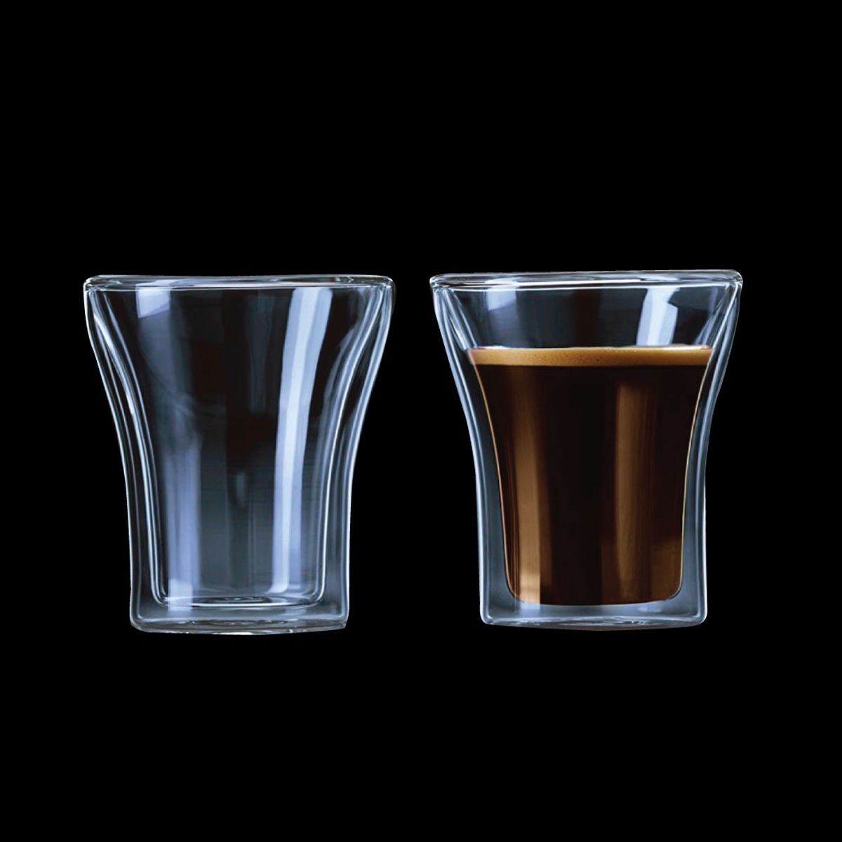 זוג כוסות זכוכית דופן כפולה 