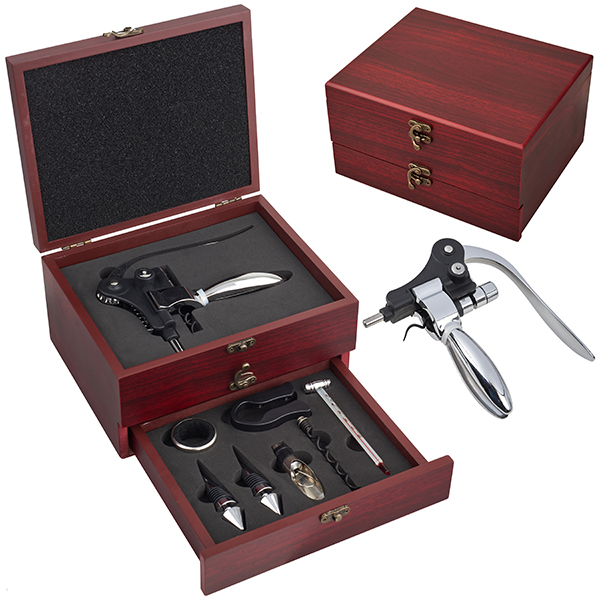 מארז עץ יוקרתי ל 7 אביזריי יין