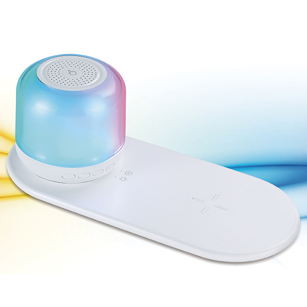 מטען אלחוטי 15W בשילוב רמקול ותאורה 