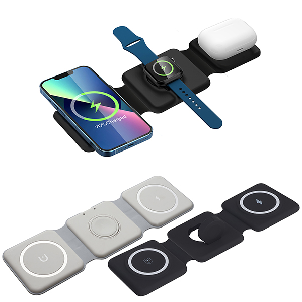  מטען אלחוטי משולב 15W מהיר לטלפון נייד 3 ב- 1 