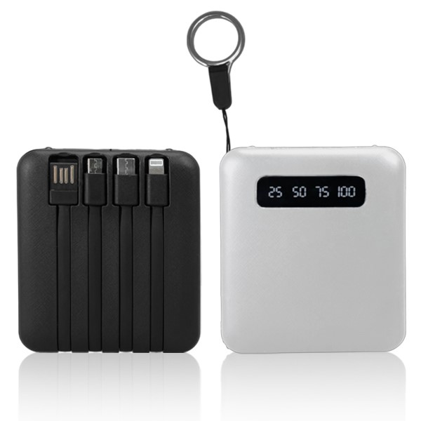 מטען לנייד קומפקטי 10.000 MAH כבלים מובנים מטען לנייד קומפקטי 10.000 MAH כבלים מובנים