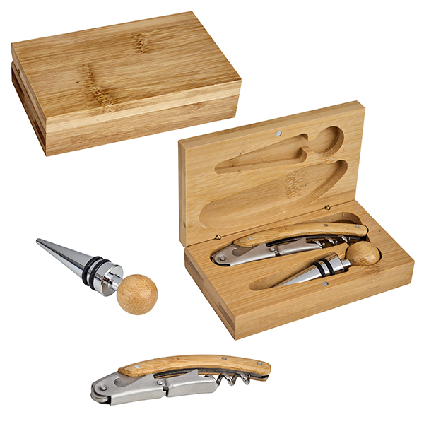 סט 2 חלקים פותחן מלצרים בקופסת במבוק מהודרת